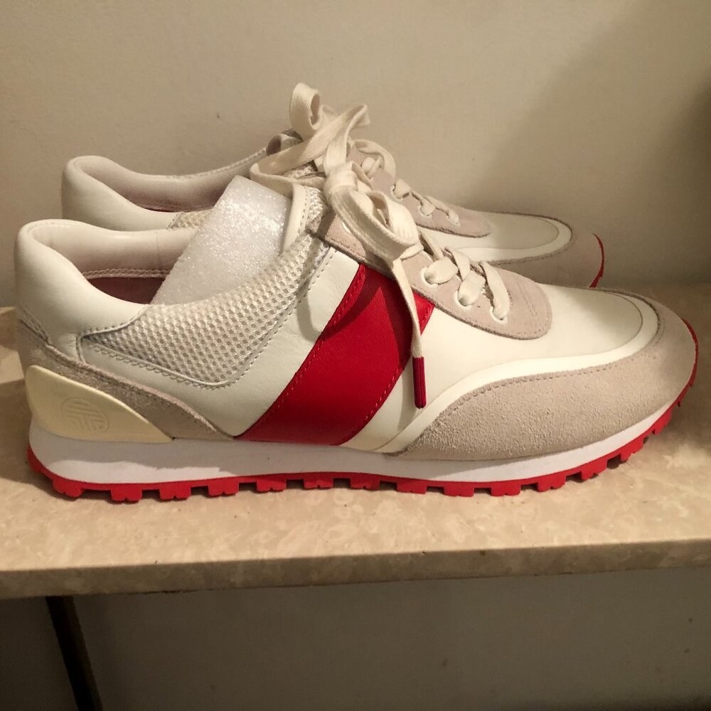 NEW! TORY BURCH SPORT - Retro Stripe White and Red Sneakers - Never worn Size 8 - Picture 6 of 12